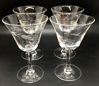 Hand Blown Glass Wheat Etched Port Wine Sherry Glasses 4 1/4 IN Tall Set of 4