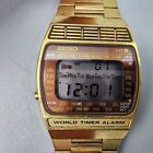 VTG Seiko Digital Watch Men 33mm Gold Tone World Time Alarm READ!!!!! A239-5009
