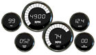 Universal 6 Gauge Set With White LED Gauges and Black Bezel + Made In The USA