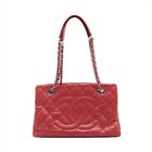 Chanel GST Caviar Skin ChainTote Bag Red SilverMetal 15s