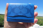 NEW COACH card case signature magnetic canvas leather $128 bright blue 91660 hot