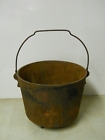 Vintage Cast Iron Footed Bean Pot Cauldron #8 w/ Gate Mark & Wire Bail Handle