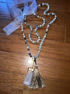 Johnny Was Long Necklace With Natural Stones Crystal & Tassel EXTRAORDINARY
