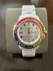 Fossil Women's + FB-01 Quartz Ceramic Watch, Color: White Rainbow One Size $250