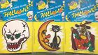 Vntg Sealed Topstone Halloween Flocked Stained Glass Sticker Lot Skull Cat Witch