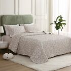 Jacquard Embroidered Stitching Soft Bedding Summer Solid Quilt Set, Grey Leaves