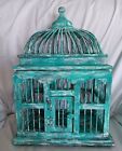Shabby Chic Wooden Teal Bird Cage with Latching Door 11x15 inches