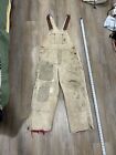 Vintage Carhartt Double Knee Bib Overalls Size 34x30 Brown Distressed Insulated