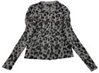Apt.9 Black Gray Leopard Cardigan Cashmere Sweater Long Sleeve Women's Small S