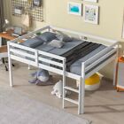 Full Size Loft Beds Low Height Wood Bed Frame Sleeper Bedroom Furniture