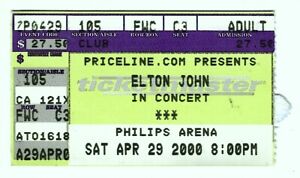 Elton John 4/29/00 Atlanta GA Philips Arena Ticket Stub