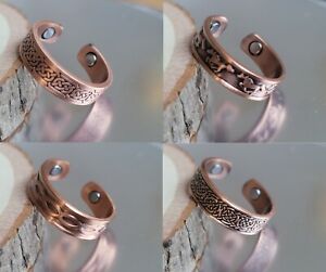 Solid Pure Copper Magnetic Ring Men Women Arthritis Adjustable Ring NEW