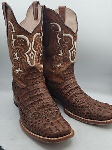 Villanazo Brown/White Leather Men's Cowboy Boots Size 12.5