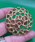 Vintage Gold Tone Signed Monet Textured Domed Pin Brooch