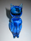 Unlabeled V Nason & Murano Blue Glass Cat Figurine 5