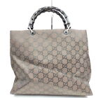 Gucci Hand Bag Bamboo Brown Nylon 3241475