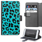 Blue Leopard Print Deluxe PU Leather Wallet Phone Case;Flip Phone Case