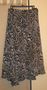 22 24 long skirt vintage Lane Bryant uneven hem fully lined sheer black white