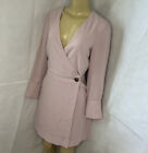 H&M Wrap Dress V-Neck Long Sleeve Powder Pink Blazer Style Women Sz XS NWT