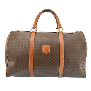 Authentic CELINE Macadam Pattern Boston Hand Bag PVC Leather Brown R2718S602