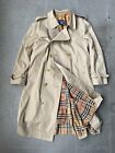 Vintage 90s Burberrys of London Beige Khaki Trench Coat Belted Lined Casual 54
