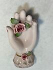 Lefton trinket dish shaped like a hand - gift - floral accents VGC