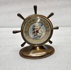 Antique Brass Ship Wheel Thermometer Desk Gunther,wood,Goodman advertising