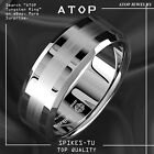8/6mm Brushed Center Silver Tungsten Carbide ring Wedding Band ATOP Mens Jewelry