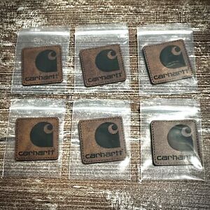 PACK OF 6 Carhartt Logo Laser Engraved Leatherette Patch with Iron on Adhesive
