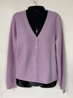 Valerie Stevens Womens Cardigan Sweater 2 ply Cashmere Pink Button Front Large