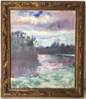 FRENCH IMPRESSIONIST PAINTING Landscape at the Lake MONET Antique oil painting
