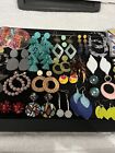 LOT OF 27 PAIR 'MIXED MATERIAL' PIERCED EARRINGS, ASSORTMENT, VINTAGE-NOW