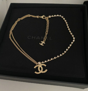 Chanel Gold Tone Crystal Necklace