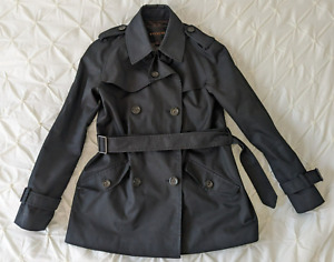 COACH Black Coat Jacket Belted Double Breasted Short Trench F86050 Size Small