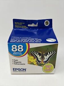 Epson 88 Ink Cartridges 3 Pack Color Cyan Magenta Yellow Expired 2/12 TO88520