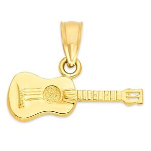 Solid Gold Guitar Pendant in 10 or 14k, Music Jewelry Gifts for Her