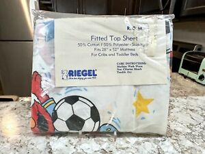 Vintage Riegel Sesame Street Soccer Elmo Fitted Sheet For Crib Toddle Bed New