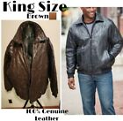 King Size Embossed 100% Genuine Leather Bomber Jacket.  Sz 4xl. Firm!  Brown