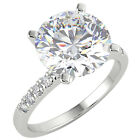 3.51 Ct Round Cut VS1/E Solitaire Pave Diamond Engagement Ring 14K White Gold