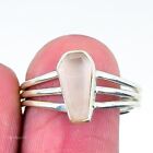 Natural Rose Quartz Gemstone 925 Sterling Silver Band Ring Size 9 For Women