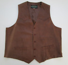 Mens 46 Overland soft brown leather button vest
