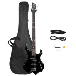 Glarry 24 Frets Black Right Handed 4 Strings Electric Bass Guitar W/ Bag