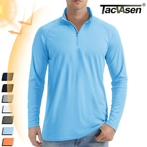 UPF50+ Men's 1/4 Zip Sun Block UV Shirts Long Sleeve Performance Fishing T-Shirt