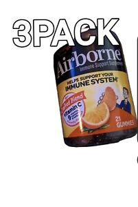 Airborne Immune Support Supplement Zesty Orange 21 Gummies. Exp 3/2024