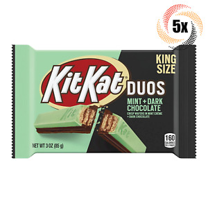 5x Packs Kit Kat Duos Mint + Dark Chocolate Wafers Candy Bars | King Size 3oz |