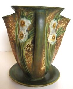 Vintage Roseville Pottery Jonquil Daffodil Crocus Pot Vase - Excellent!