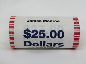 Uncirculated Bank Roll 2008 JAMES MONROE Golden Presidential Dollar Coins $25