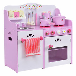 New Kids Wooden Play Set Kitchen Toy Strawberry Pretend Cooking Playset Toddler