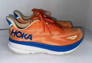 Hoka One One Mens Clifton 9 1127895 Orange Running Shoes Sneakers 10.5 EE WIDE
