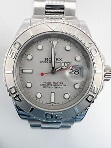 Rolex Yacht Master Mens Stainless Steel & Platinum Dial Bezel Watch 40mm 16622